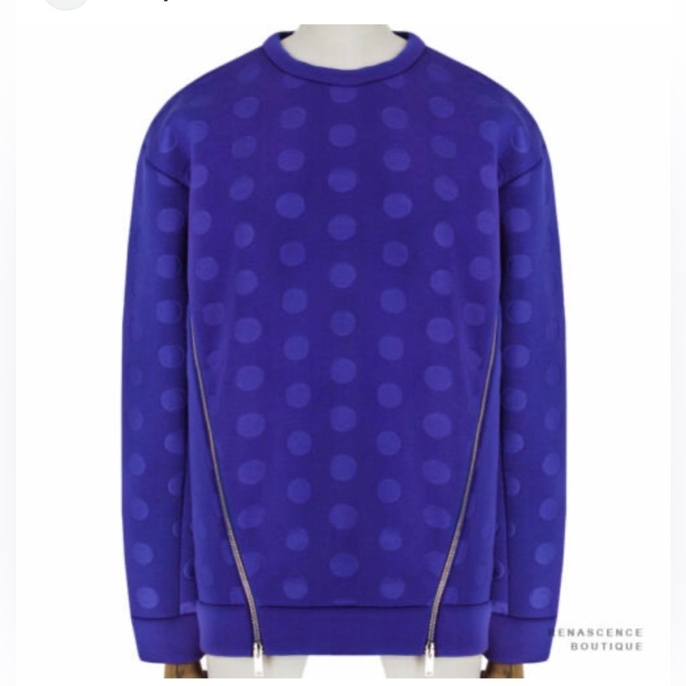 Stella McCartney Blue Crewneck sweatshirt Sweater with Geometric Pattern